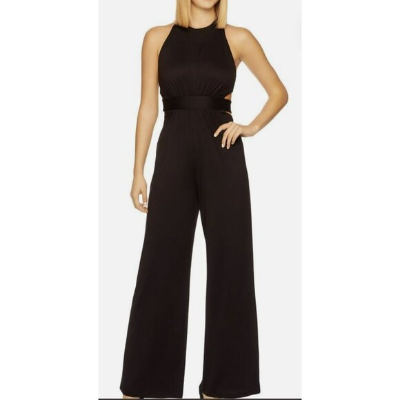 Susana Monaco Jumpsuit Sleeveless Halter Tie Open Back Stretch Small Midnight - Picture 2 of 8